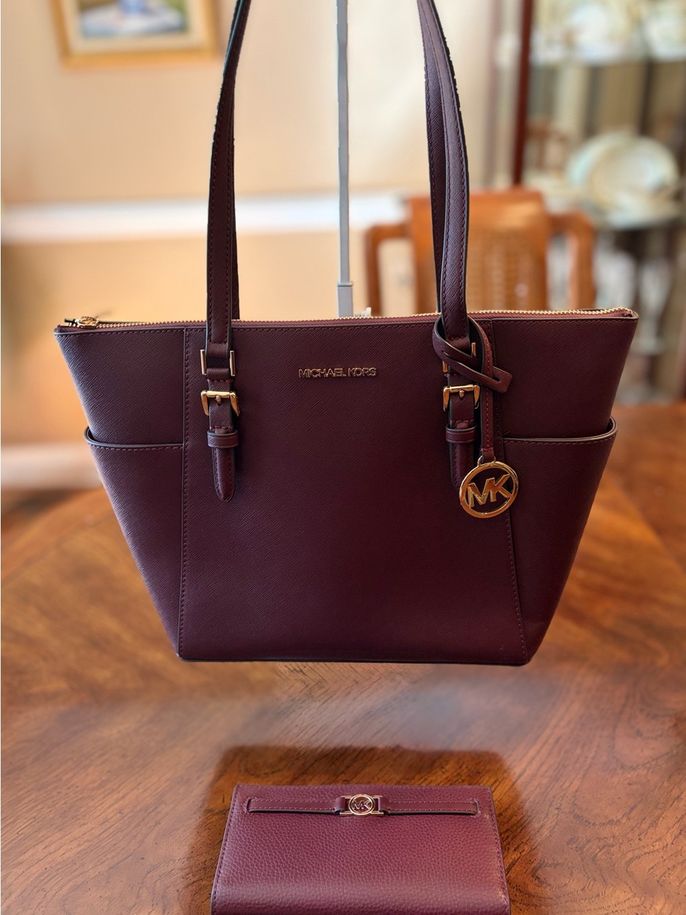 Michael Kors Jet Set Bag (NWOT) and Reed Wallet in Oxblood (NWT)